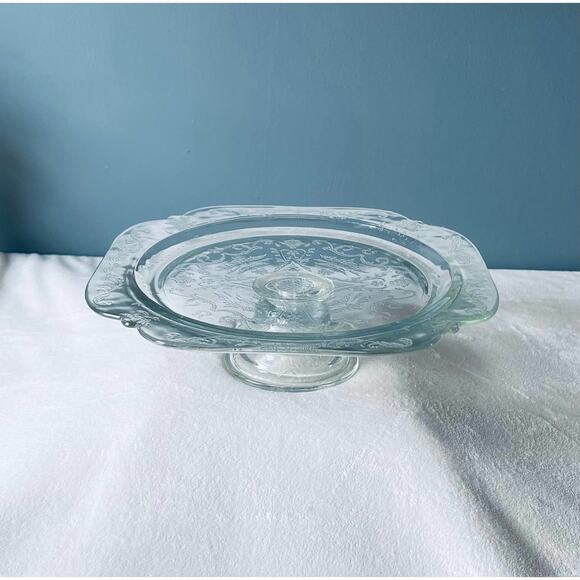 Vintage Federal Depression Glass Madrid Pedestal Cake Stand Plate Pie - Picture 7 of 13